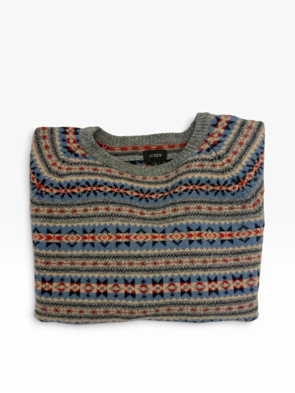 J. Crew Multicolor Fair Isle Crewneck Sweater